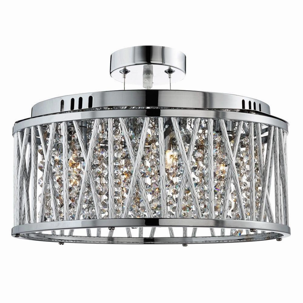 Elise 5 Light Chrome & Crystal Ceiling Flush/Pendant minimalist ceiling light