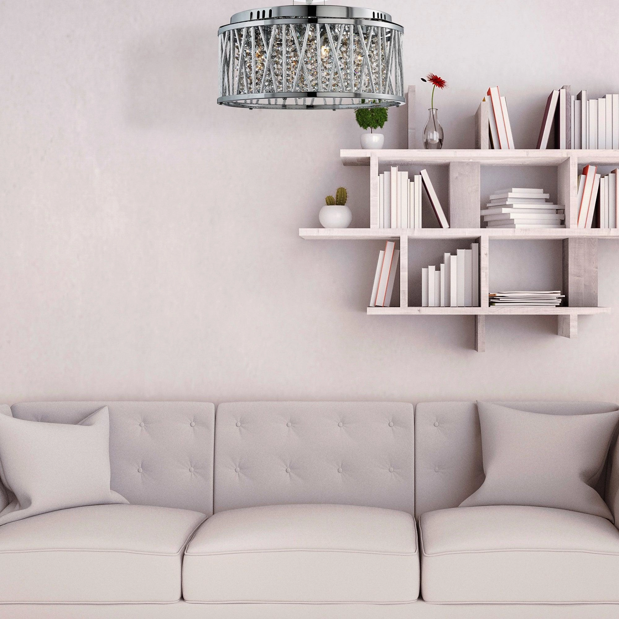 Elise 5 Light Chrome & Crystal Ceiling Flush/Pendant