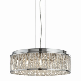 Elise 7 Light Chrome & Crystal Drops Ceiling Flush/Pendant minimalist ceiling light