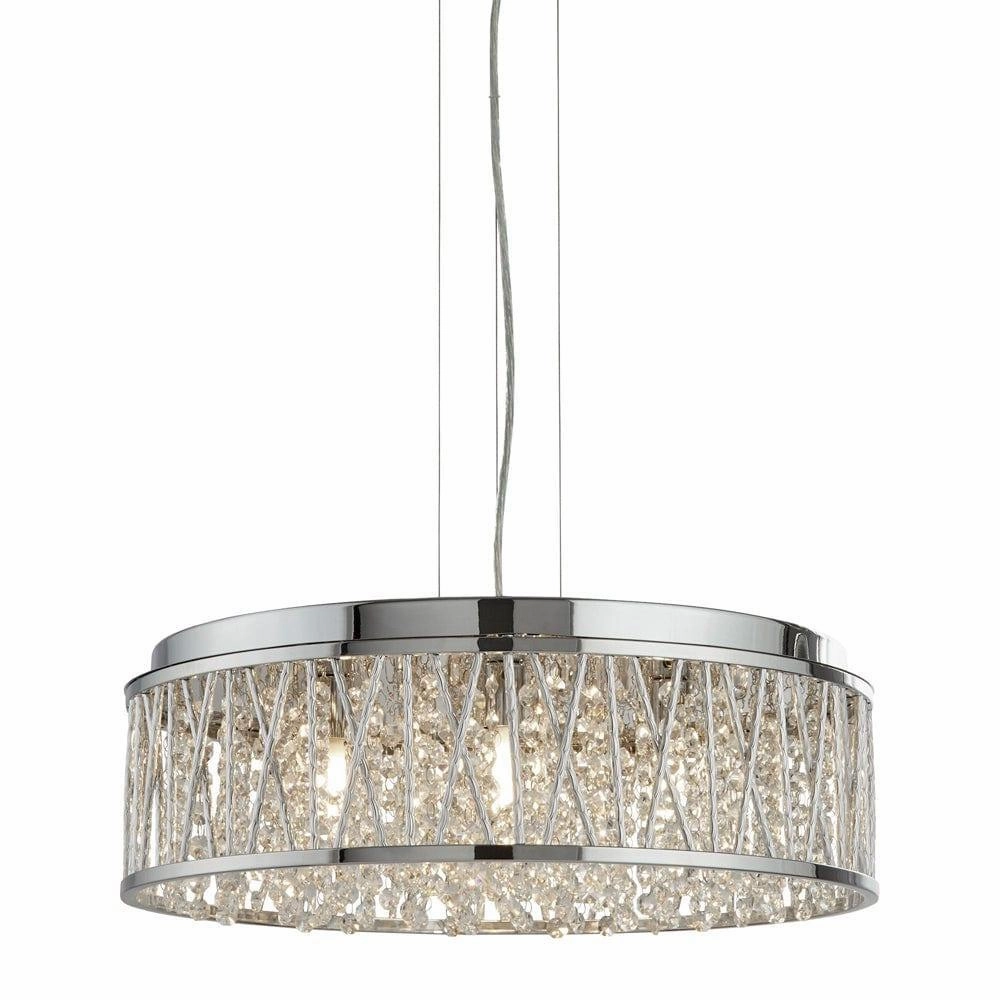 Elise 7 Light Chrome & Crystal Drops Ceiling Flush/Pendant minimalist ceiling light