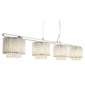 Elise I 4 Light Chrome & Crystal Bar Pendant Ceiling Light modern ceiling lamp