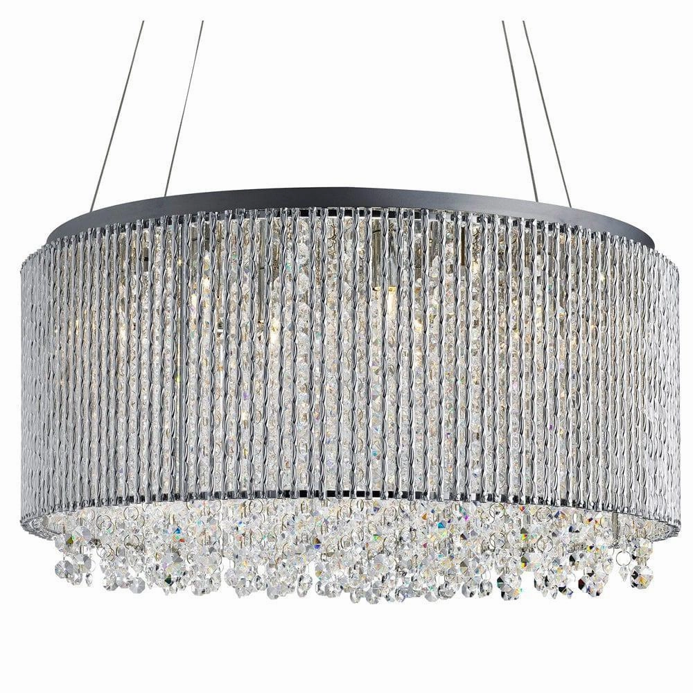 Elise I 8 Light Chrome & Crystal Bar Pendant Ceiling Light minimalist ceiling light
