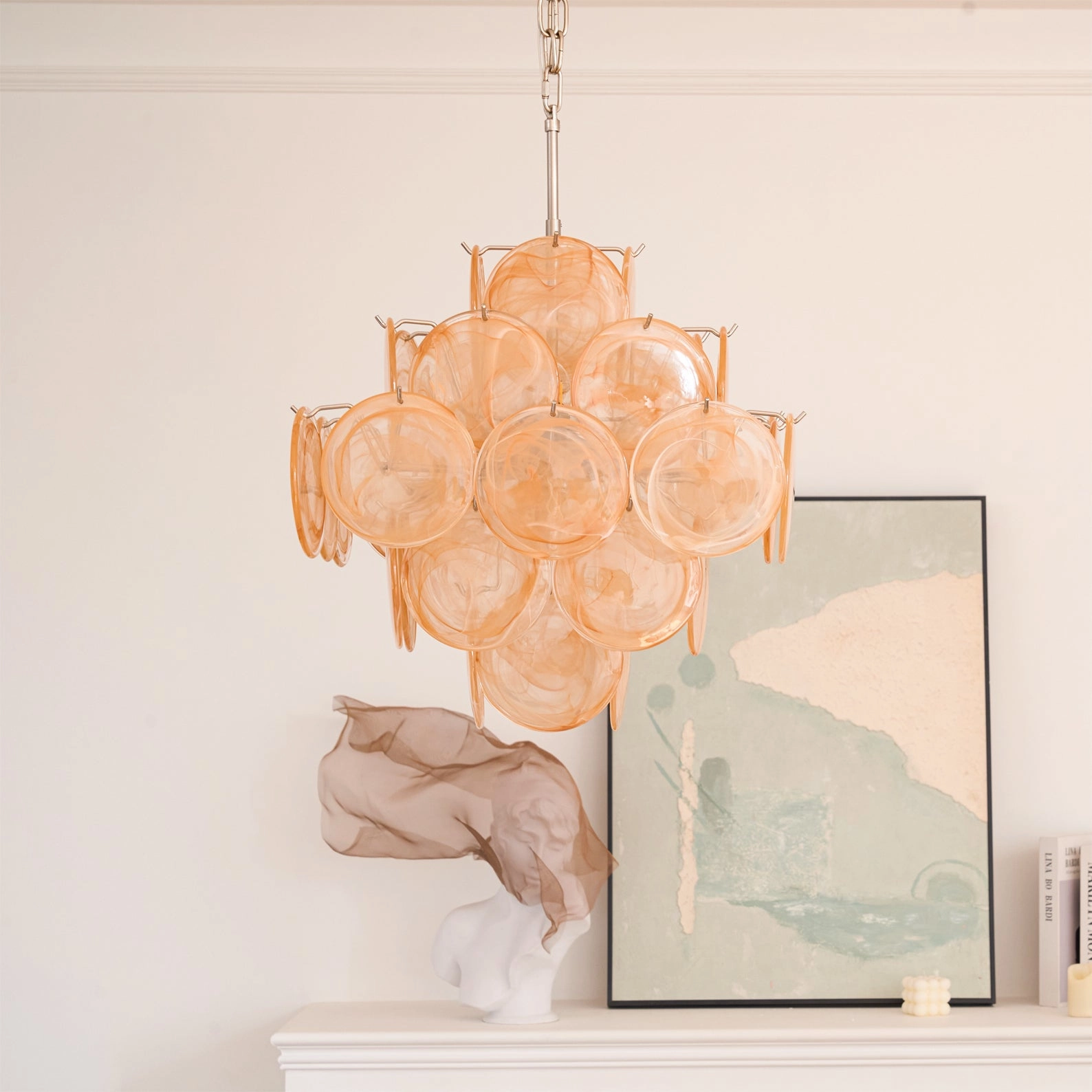 Ellie Caramel Disc Murano Chandelier