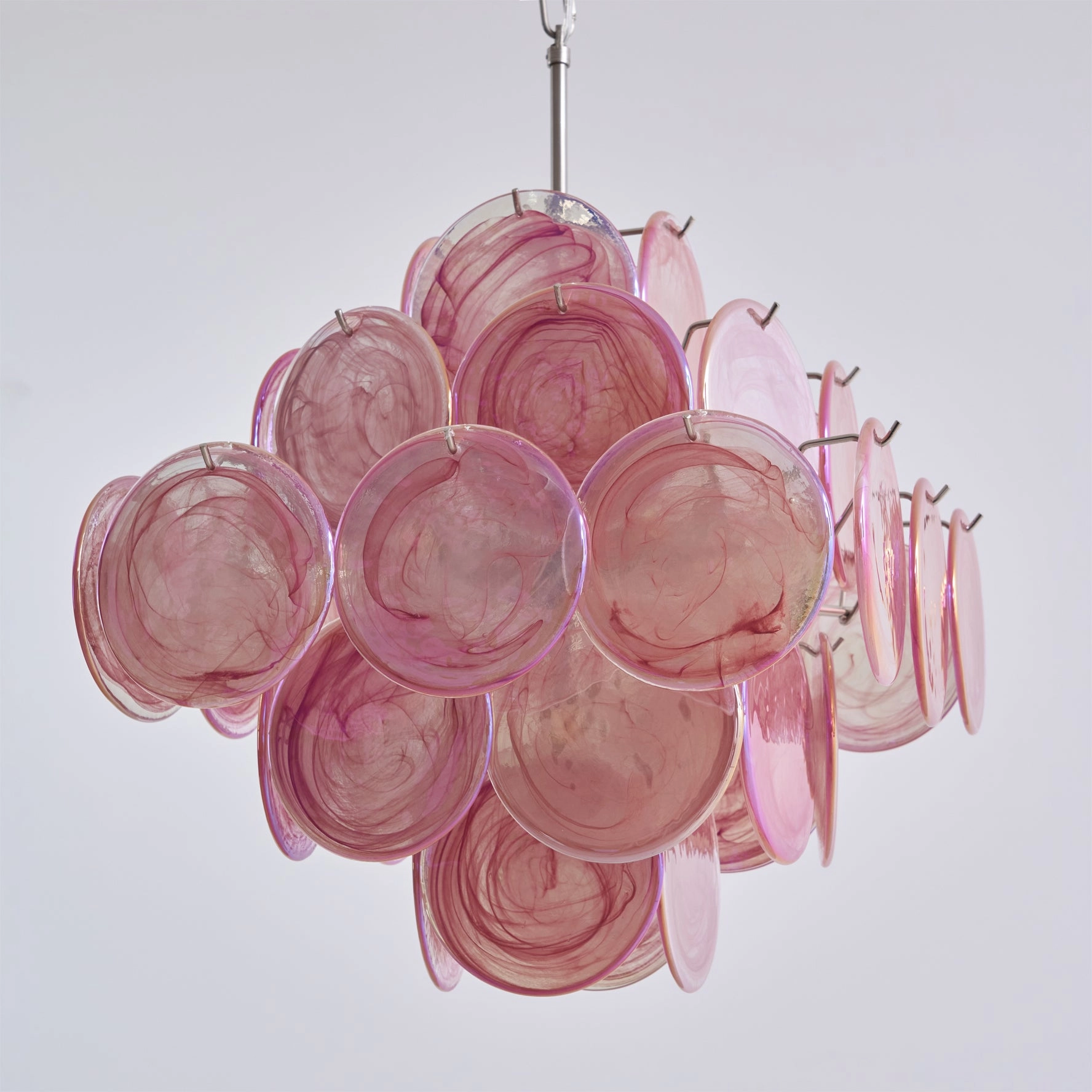 Ellie Pink Disc Murano Chandelier