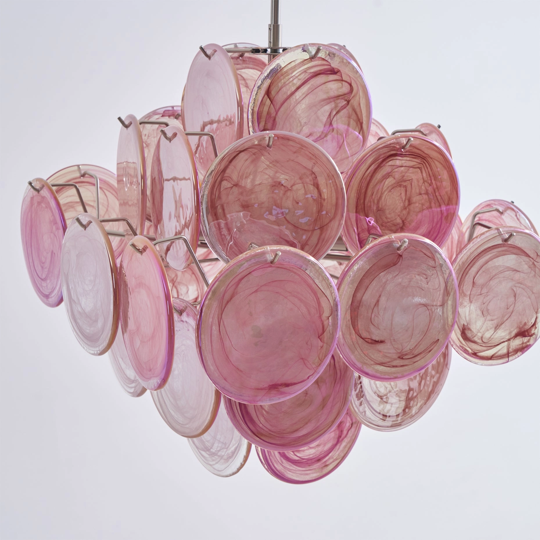 Ellie Pink Disc Murano Chandelier