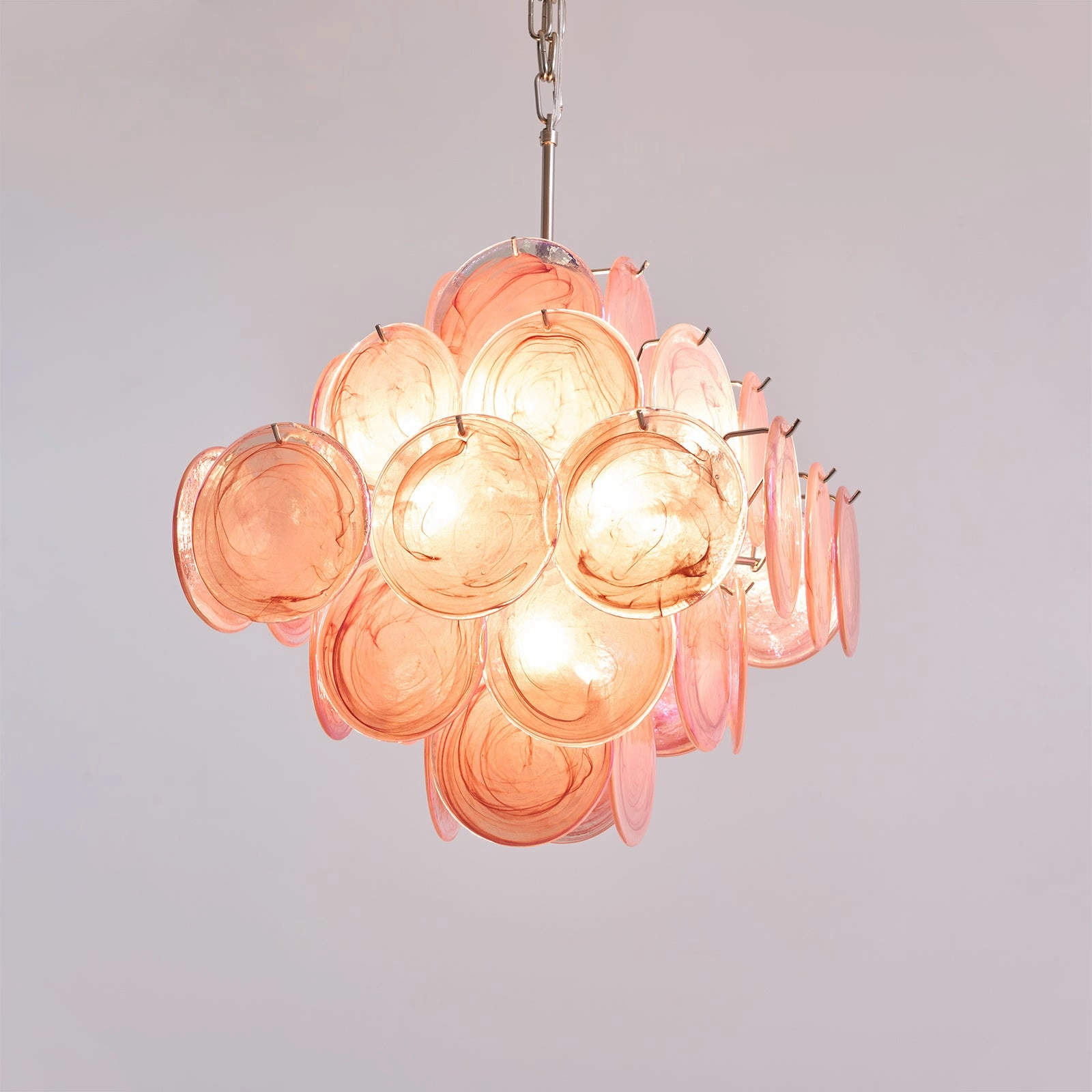 Ellie Pink Disc Murano Chandelier