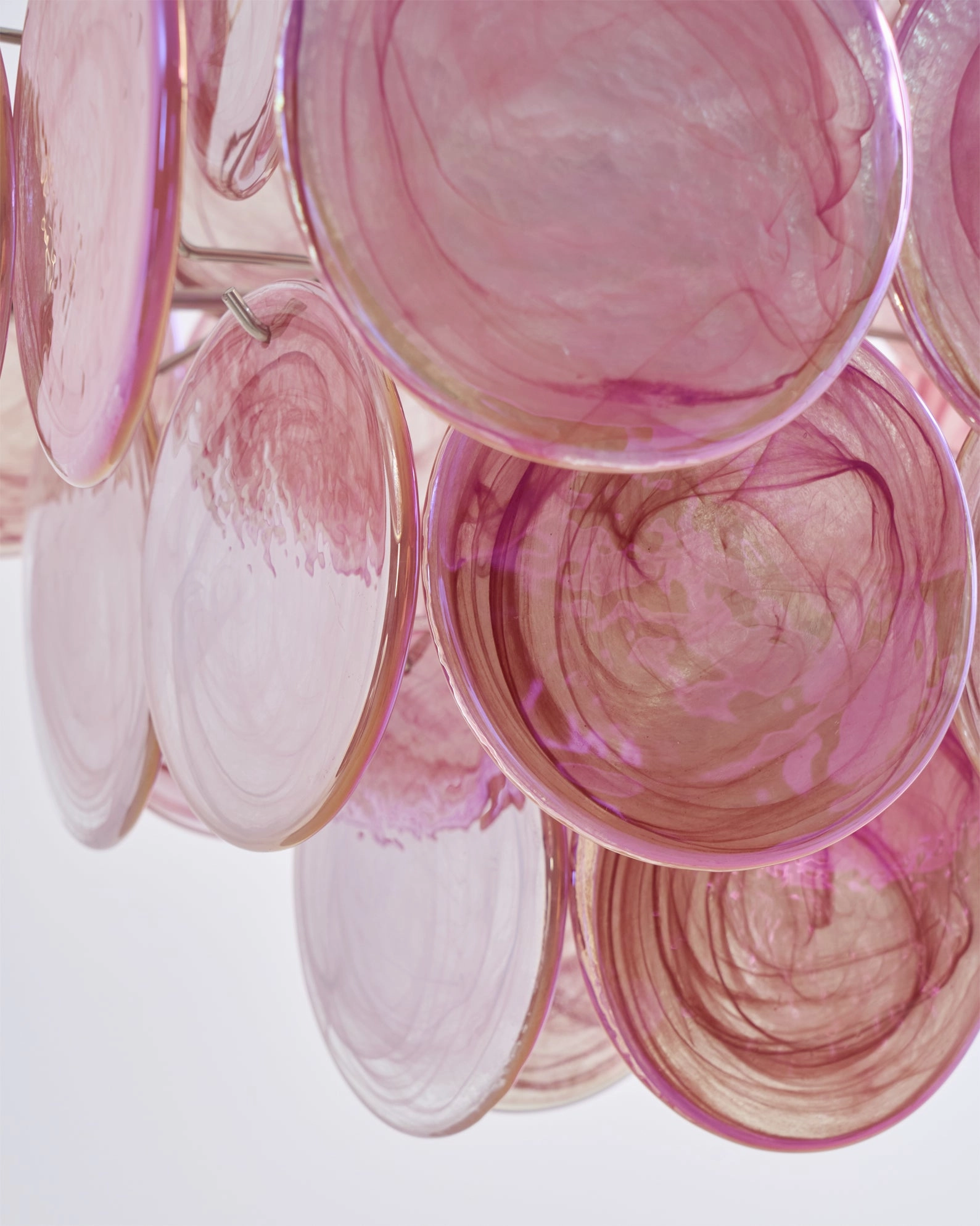 Ellie Pink Disc Murano Chandelier