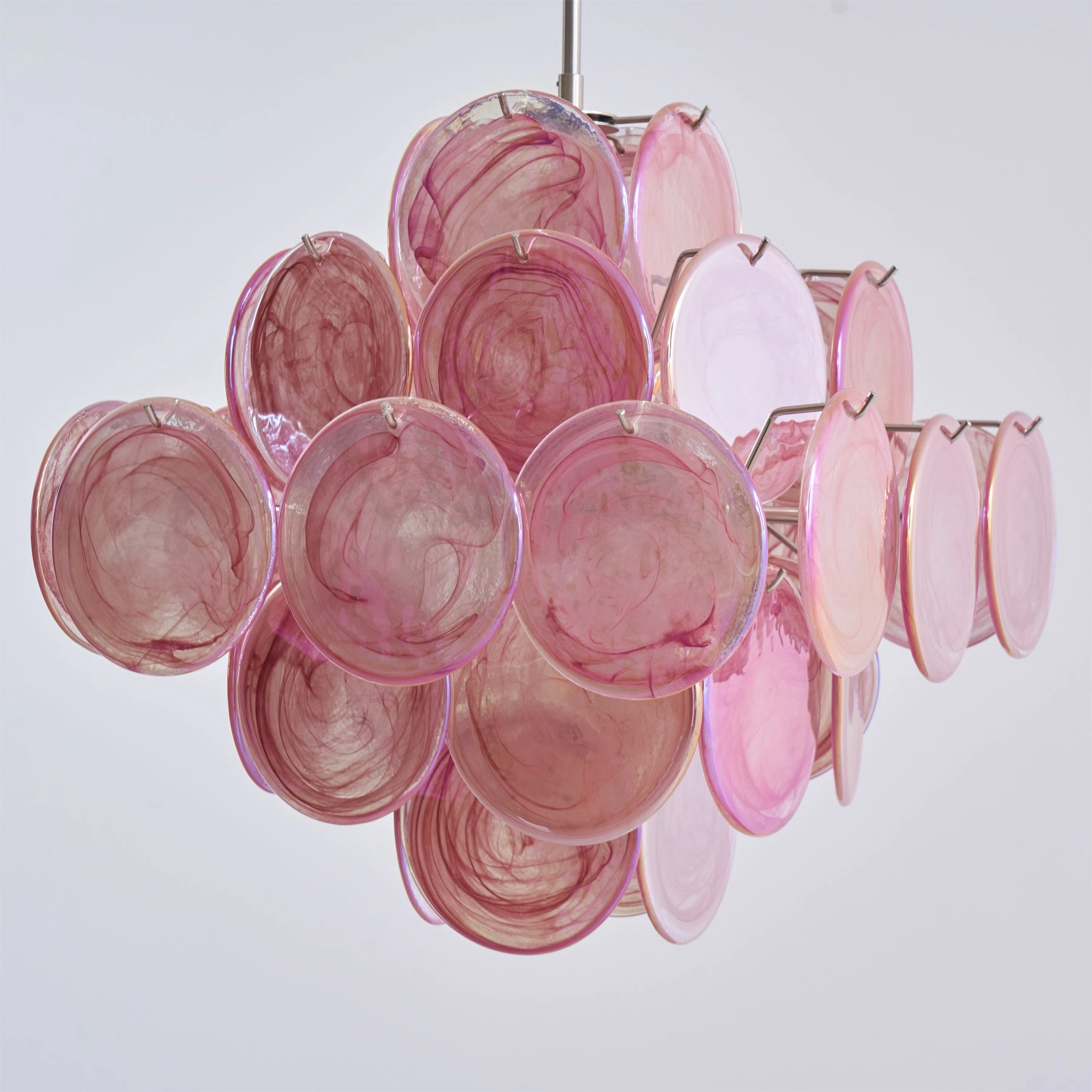 Ellie Pink Disc Murano Chandelier