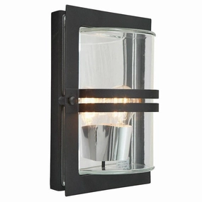 Elstead Basel Black And Clear Glass Outdoor Wall Light outdoor wall lamp