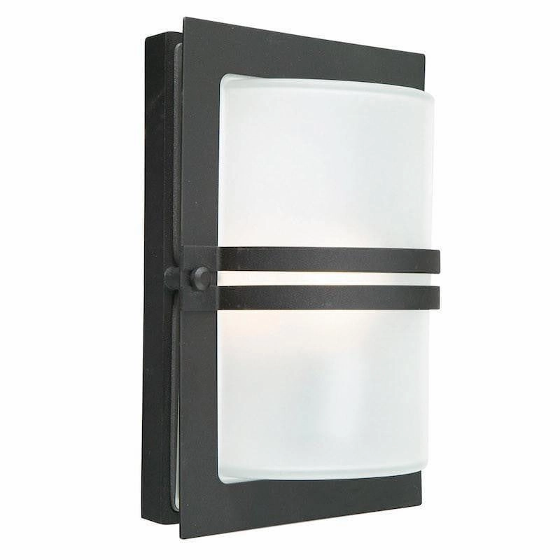 Elstead Basel Black And Frosted Glass Outdoor Wall Light indoor ambient light