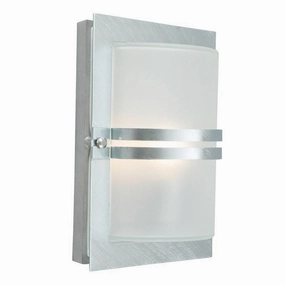 Elstead Basel Galvanised Steel Outdoor Wall Light - Frosted outdoor wall lamp