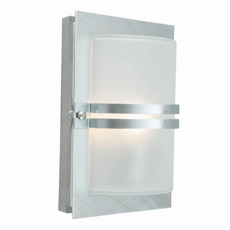 Elstead Basel Galvanised Steel Outdoor Wall Light - Frosted outdoor wall lamp