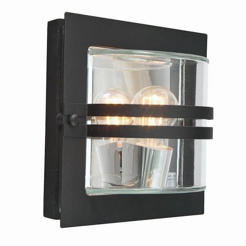 Elstead Bern Black And Clear Glass Outdoor Wall Light outdoor wall lamp