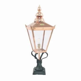 Elstead Chelsea Copper Outdoor Pedestal Lantern indoor ambient light