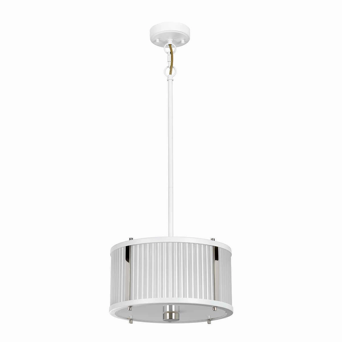 Elstead Corona 2 Light White Polished Nickel Pendant