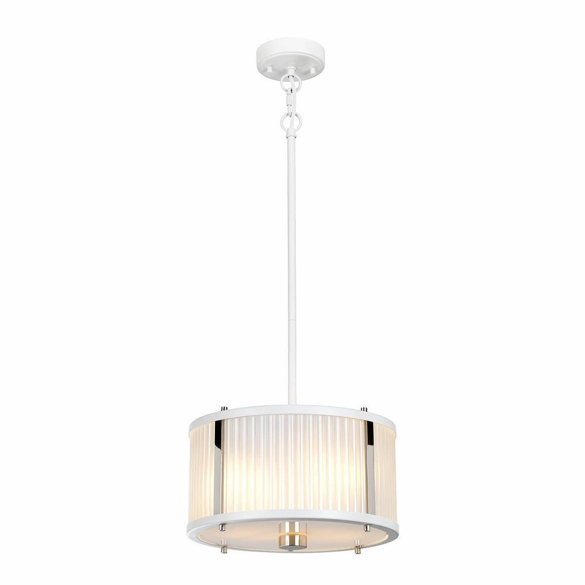 Elstead Corona 2 Light White Polished Nickel Pendant minimalist ceiling light