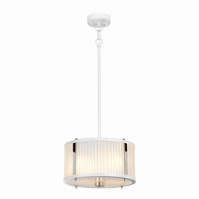 Elstead Corona 2 Light White Polished Nickel Pendant minimalist ceiling light