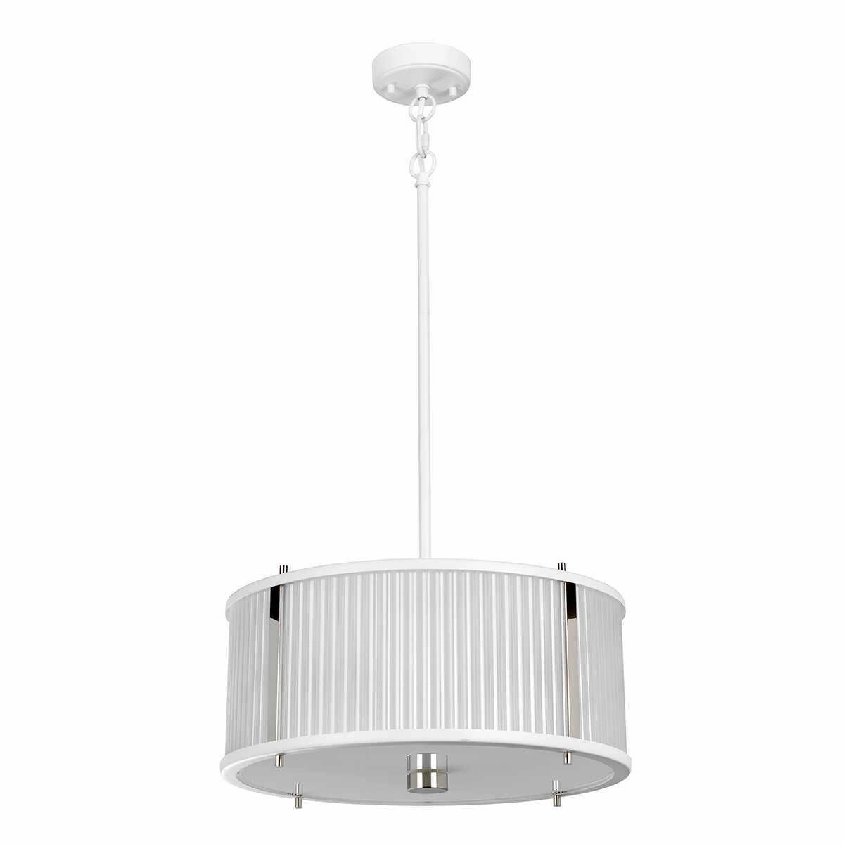 Elstead Corona 3 Light White Polished Nickel Pendant