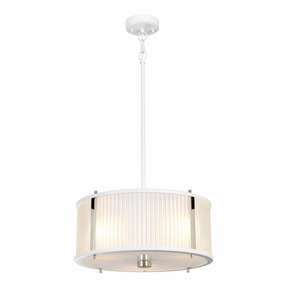 Elstead Corona 3 Light White Polished Nickel Pendant minimalist ceiling light