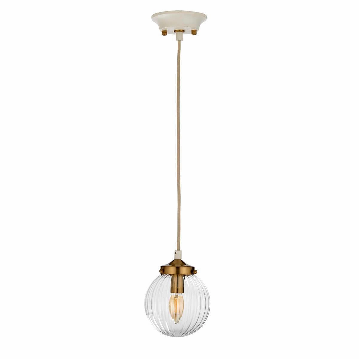 Elstead Cosmos 1 Light Brass & Cream Ceiling Pendant