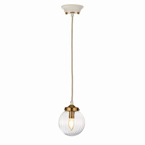 Elstead Cosmos 1 Light Brass & Cream Ceiling Pendant minimalist ceiling light