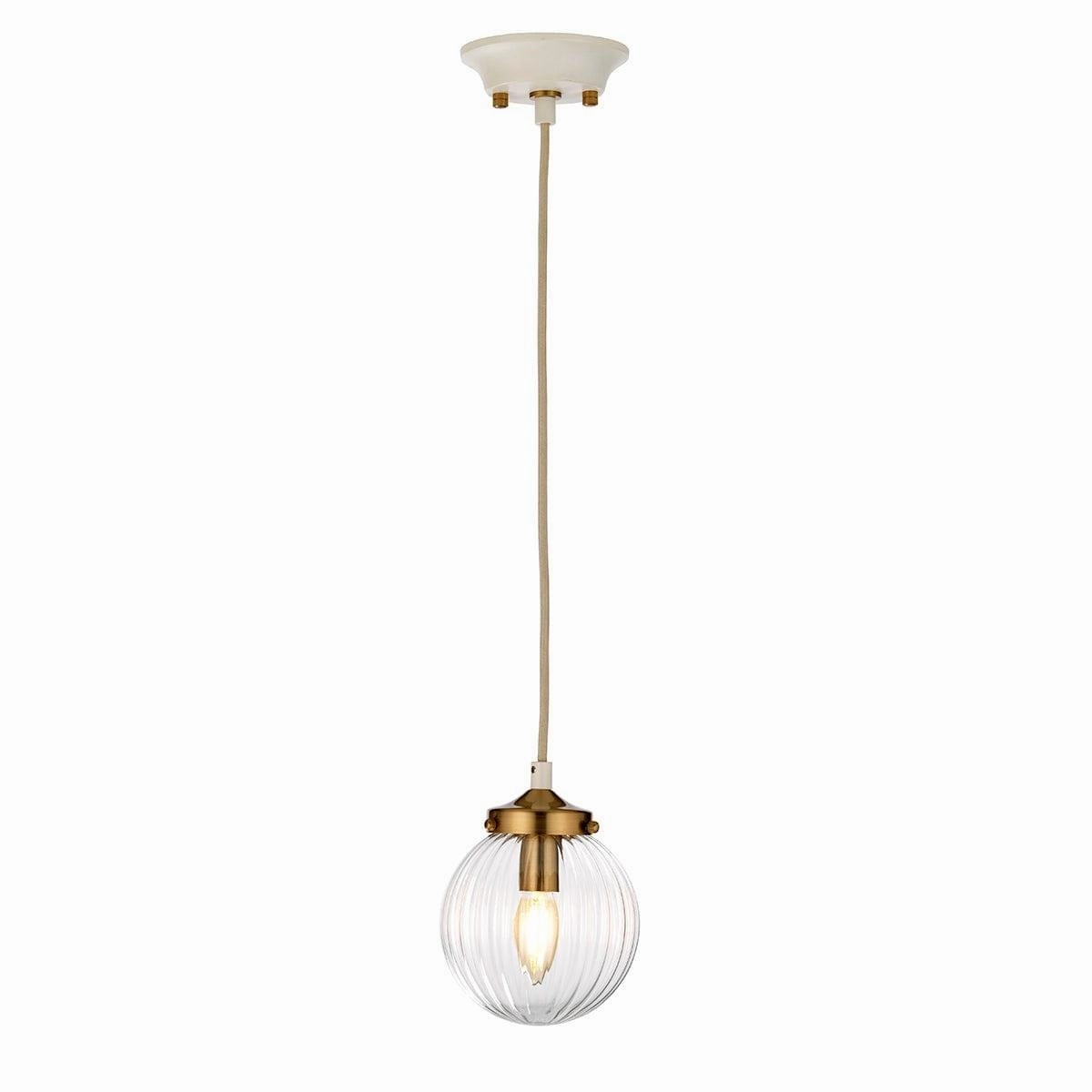 Elstead Cosmos 1 Light Brass & Cream Ceiling Pendant minimalist ceiling light