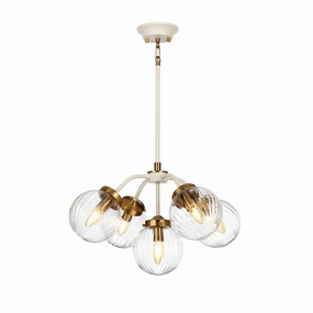 Elstead Cosmos 5 Light Brass & Cream Ceiling Pendant minimalist ceiling light