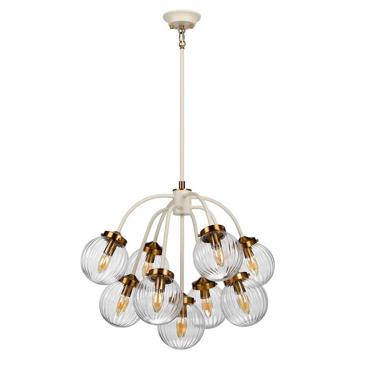 Elstead Cosmos 9 Light Brass & Cream Ceiling Pendant