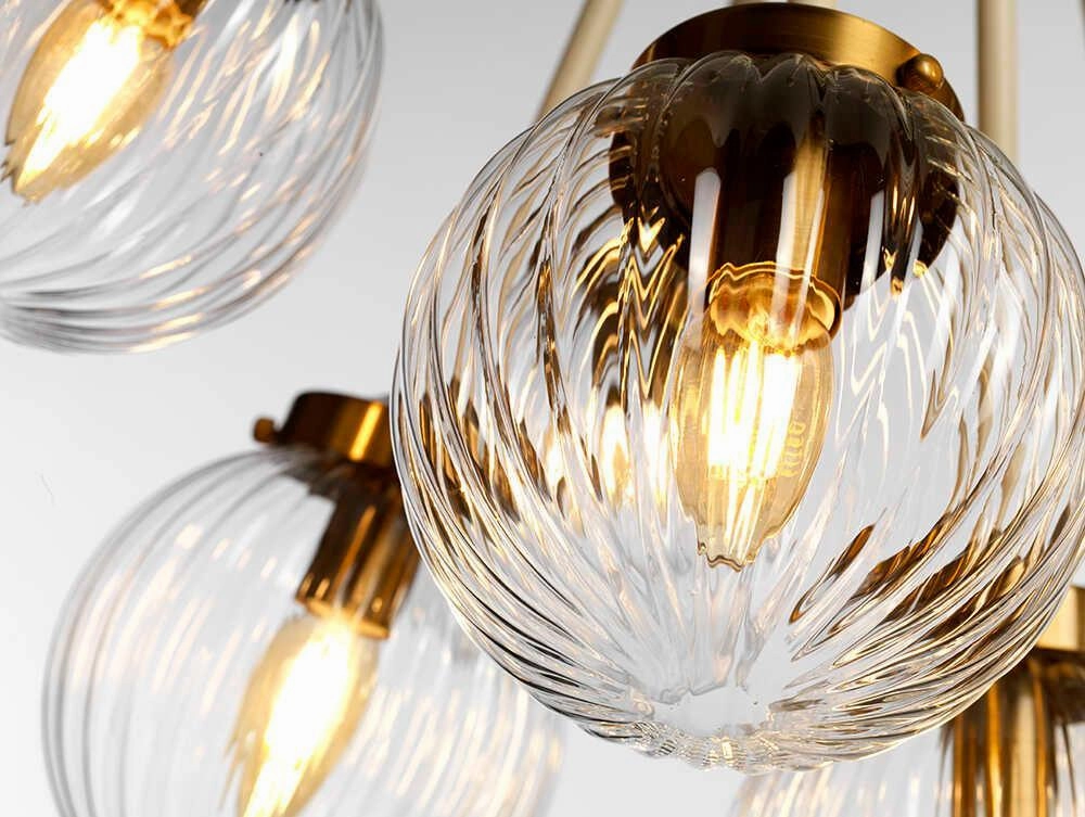 Elstead Cosmos 9 Light Brass & Cream Ceiling Pendant