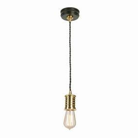 Elstead Douille 1 Light Black & Polished Brass Ceiling Pendant minimalist ceiling light