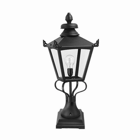 Elstead Grampian Black Outdoor Pedestal Lantern indoor ambient light