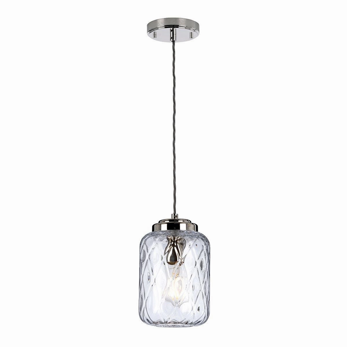 Elstead Lighting Sola 1 Light Nickel Pendant - Glass Shade modern ceiling lamp