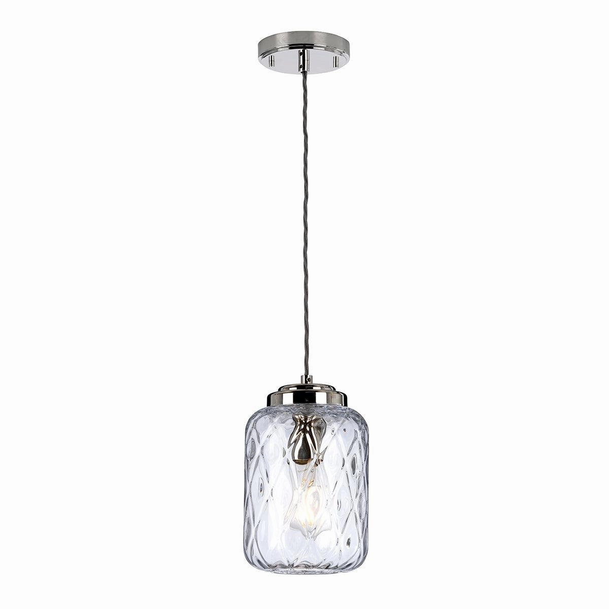 Elstead Lighting Sola 1 Light Nickel Pendant - Glass Shade modern ceiling lamp