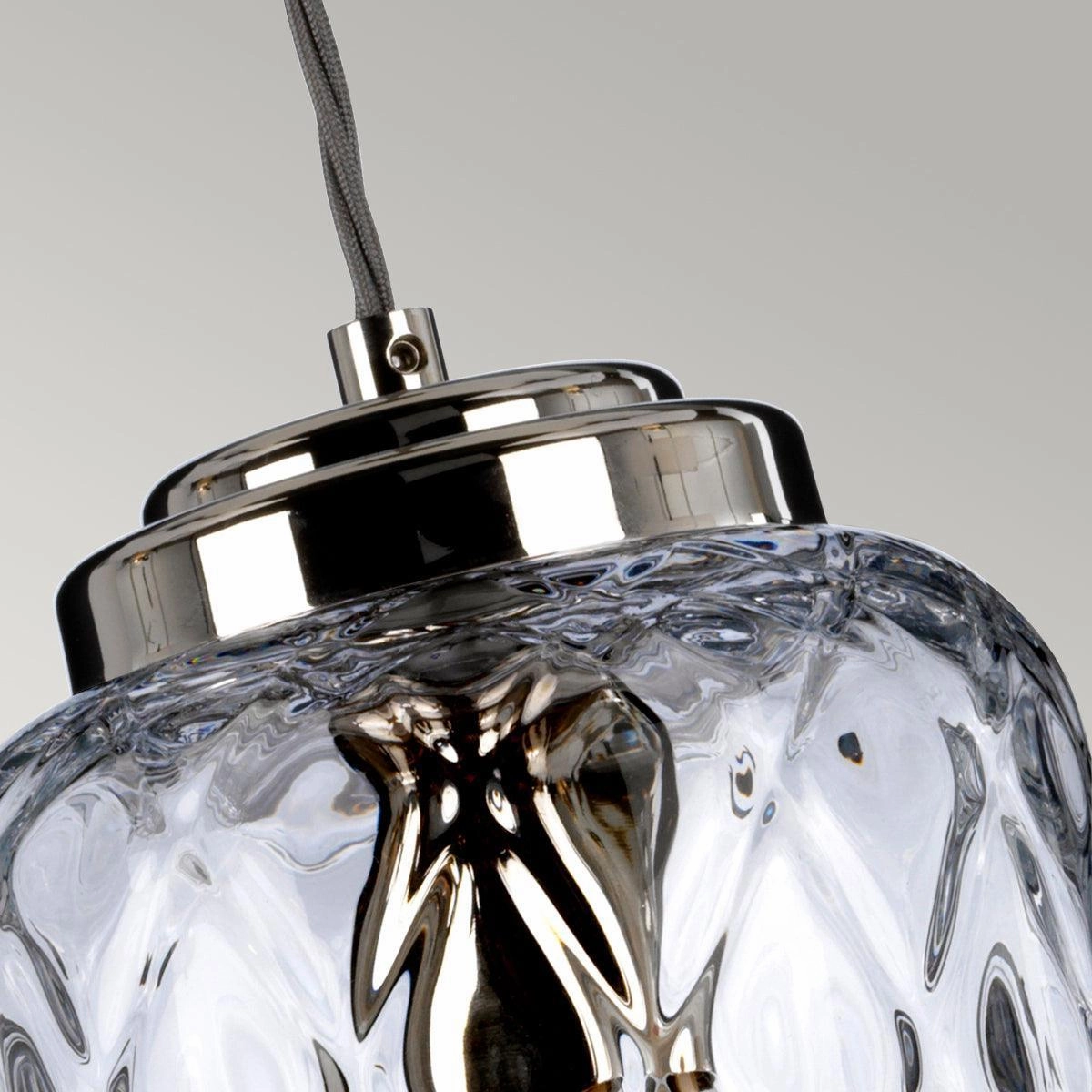 Elstead Lighting Sola 1 Light Nickel Pendant - Glass Shade