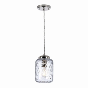 Elstead Lighting Sola 1 Light Nickel Pendant - Glass Shade modern ceiling lamp