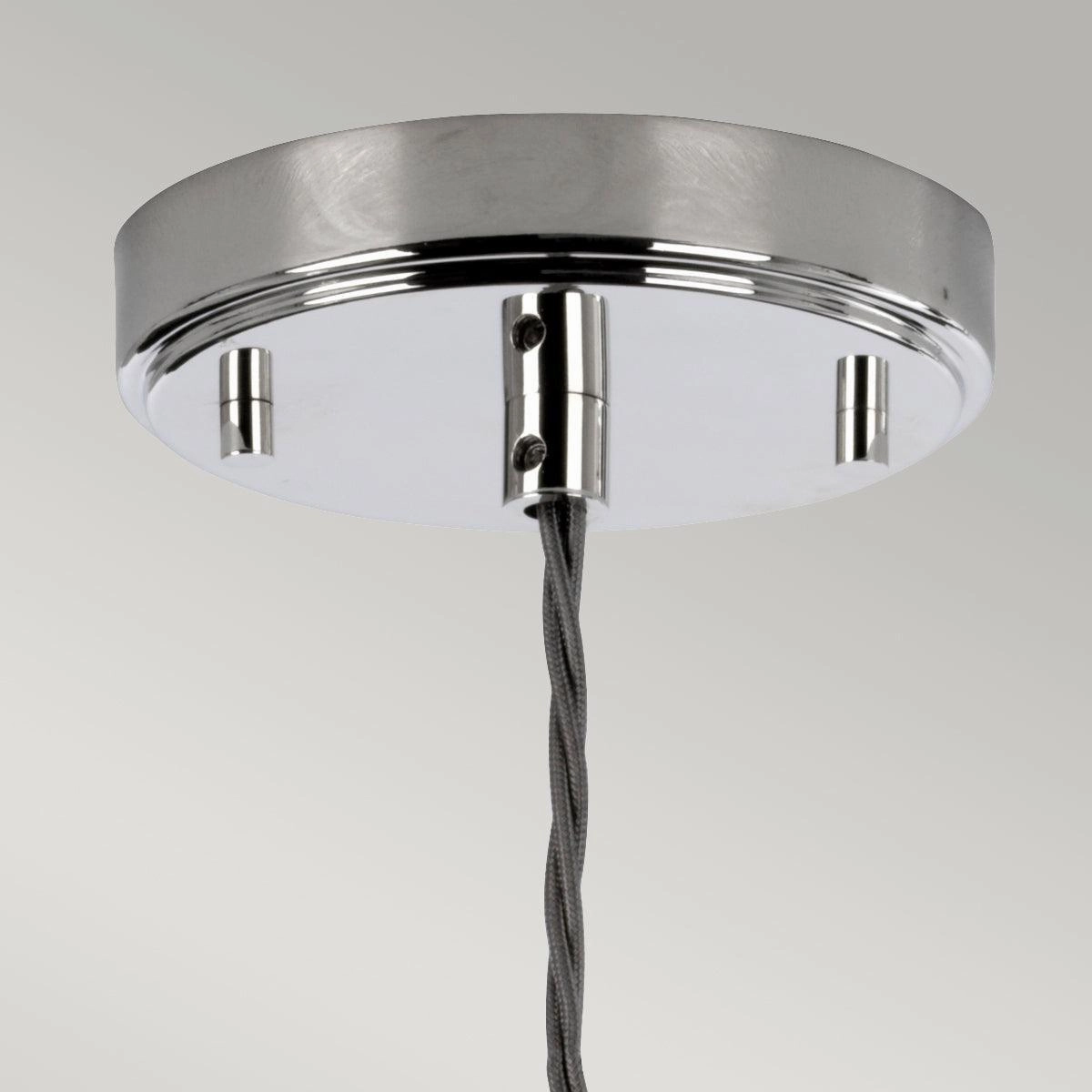 Elstead Lighting Sola 1 Light Nickel Pendant - Glass Shade