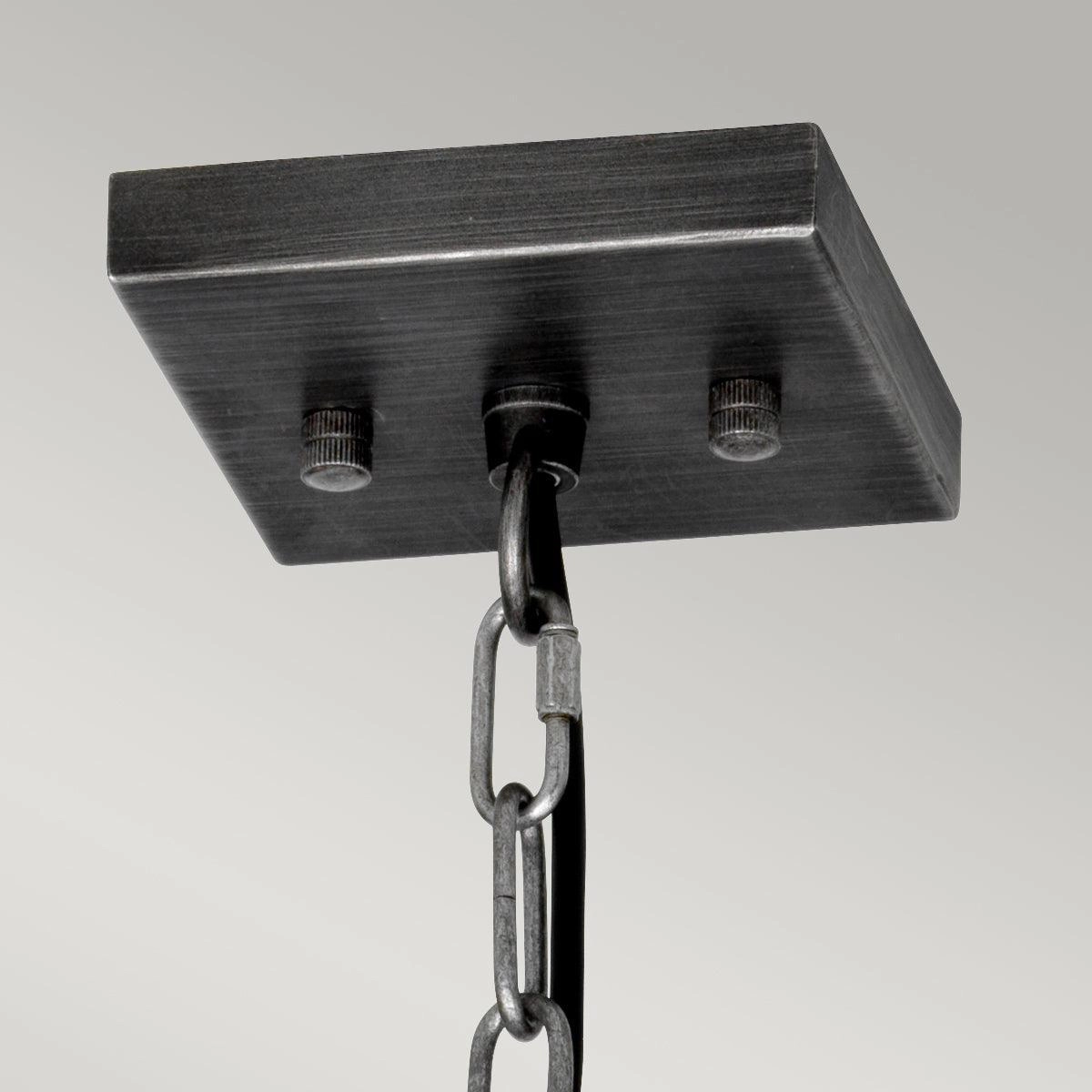 Elstead Louvre 1 Light Gunmetal Pendant - Clear Glass Slats