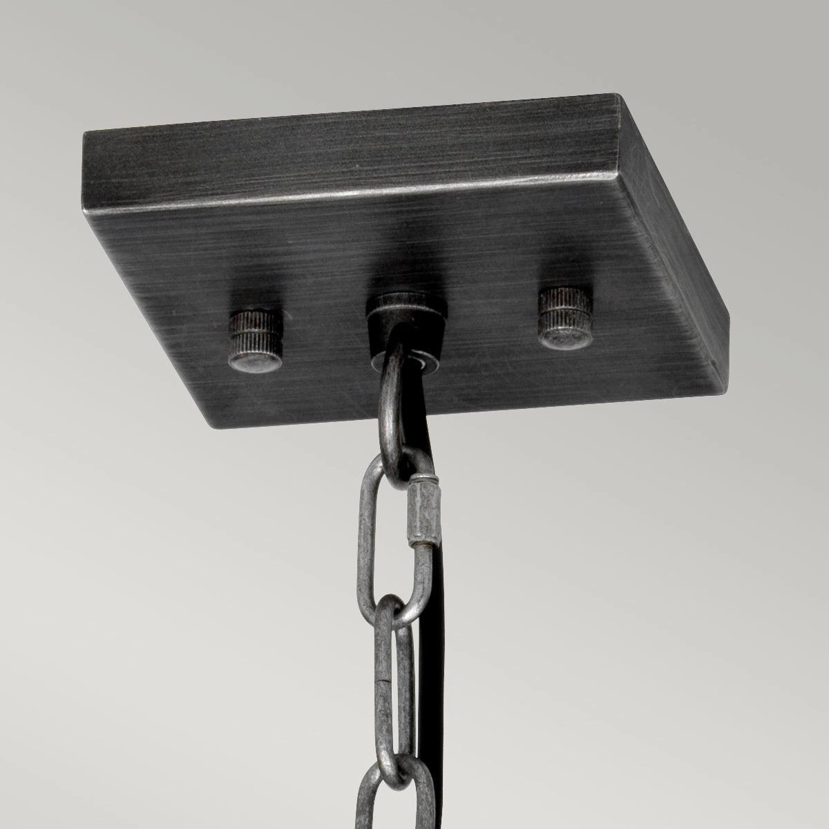 Elstead Louvre 1 Light Gunmetal Pendant - Clear Glass Slats