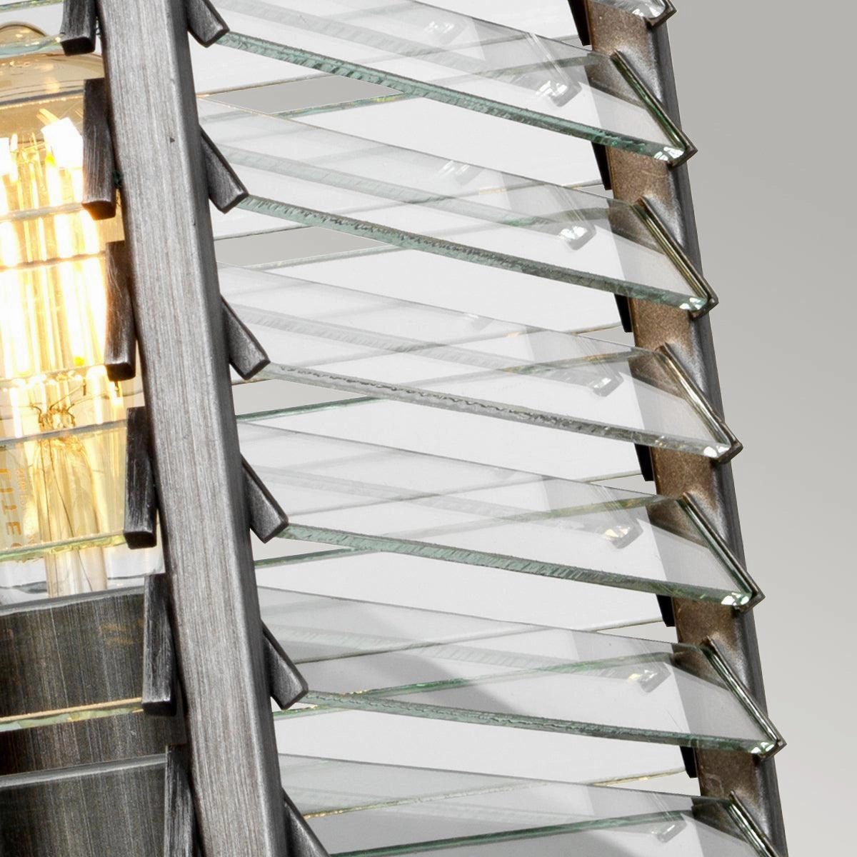Elstead Louvre 4 Light Gunmetal Pendant - Clear Glass Slats