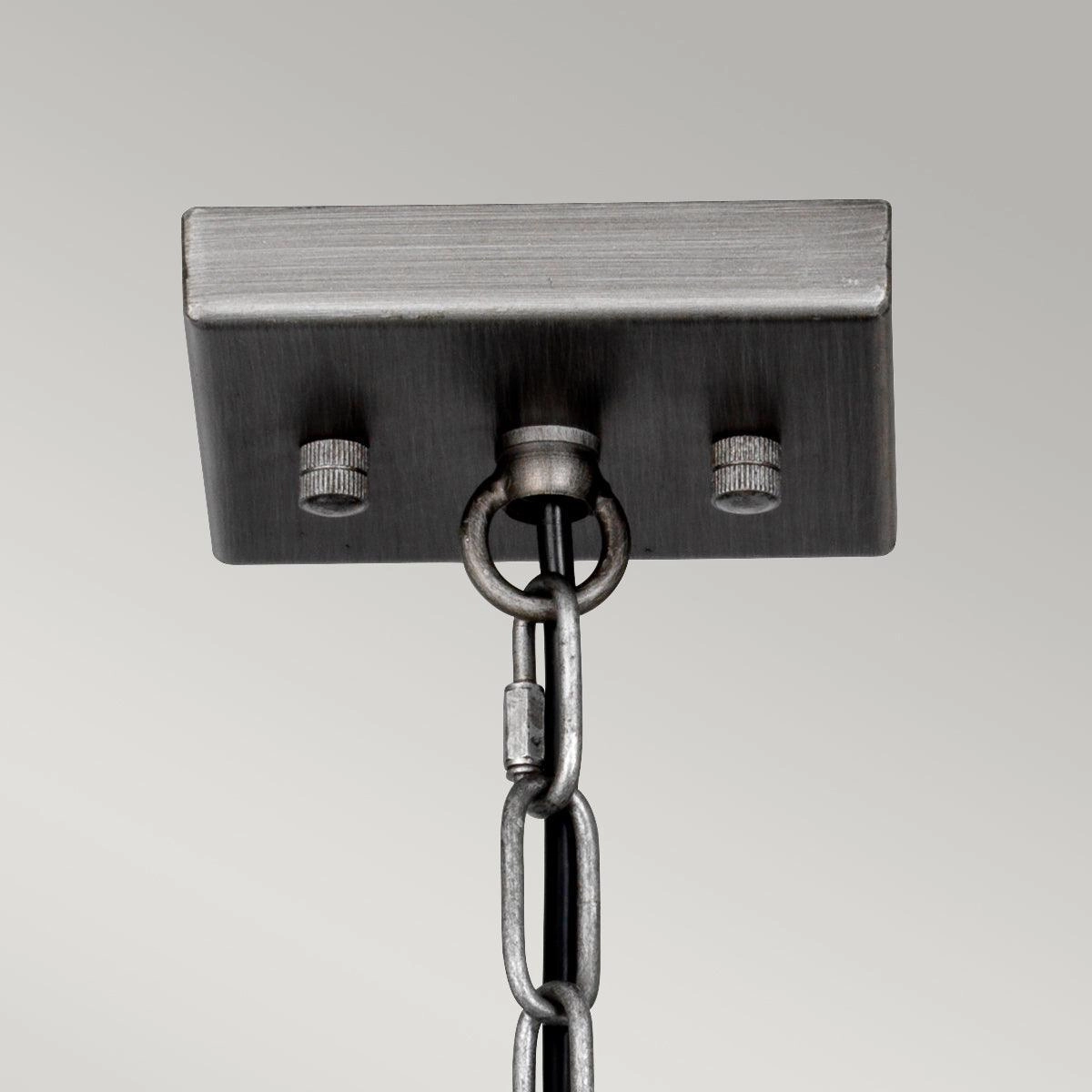 Elstead Louvre 4 Light Gunmetal Pendant - Clear Glass Slats