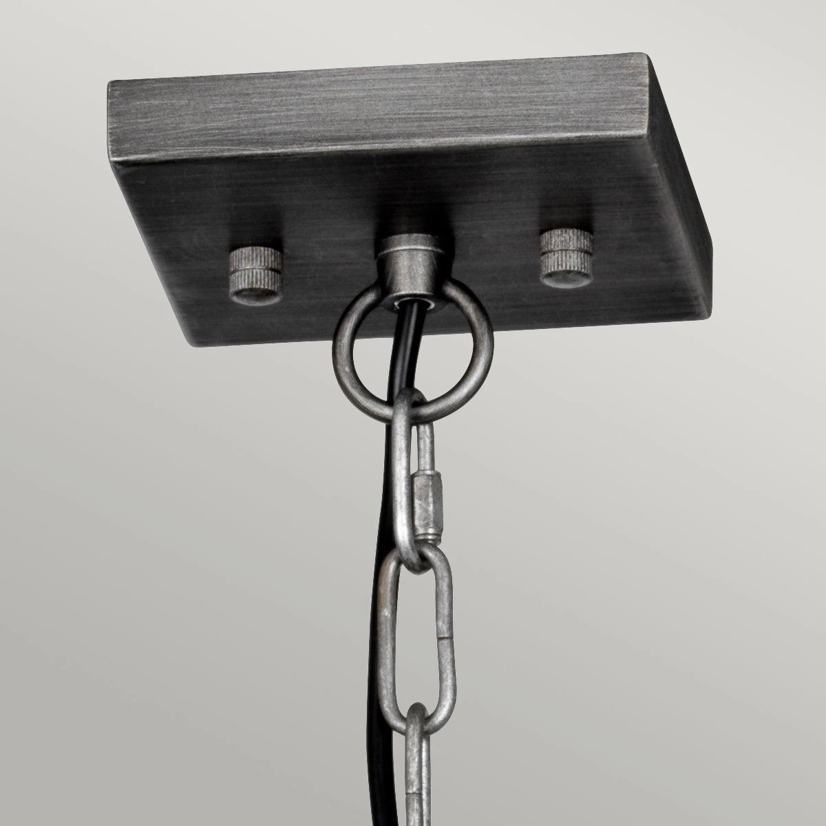 Elstead Louvre 6 Light Gunmetal Pendant - Clear Glass Slats