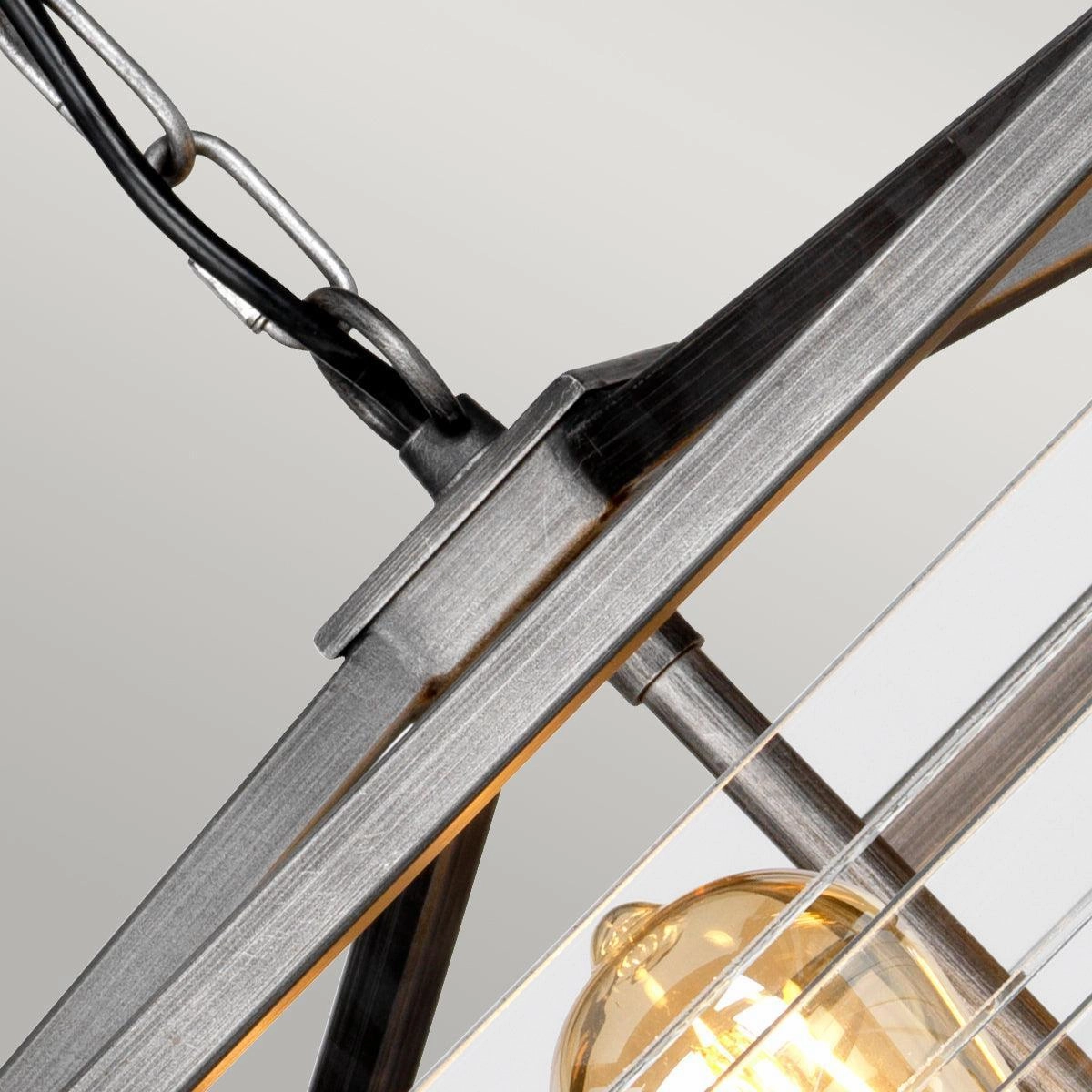 Elstead Louvre 6 Light Gunmetal Pendant - Clear Glass Slats