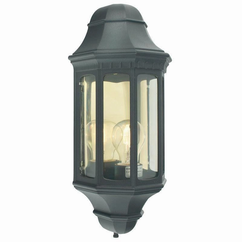 Elstead Malaga Black Outdoor Half Wall Light indoor ambient light