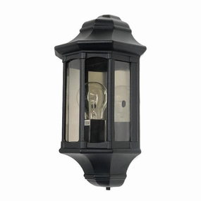 Elstead Newbury Black Outdoor Half Wall Light outdoor wall lamp