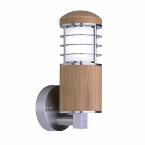Elstead Poole Stainless Steel And Teak Outdoor Wall Light outdoor wall lamp
