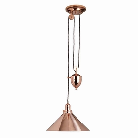 Elstead Provence 1 Light Rise and Fall Polished Copper Pendant minimalist ceiling light