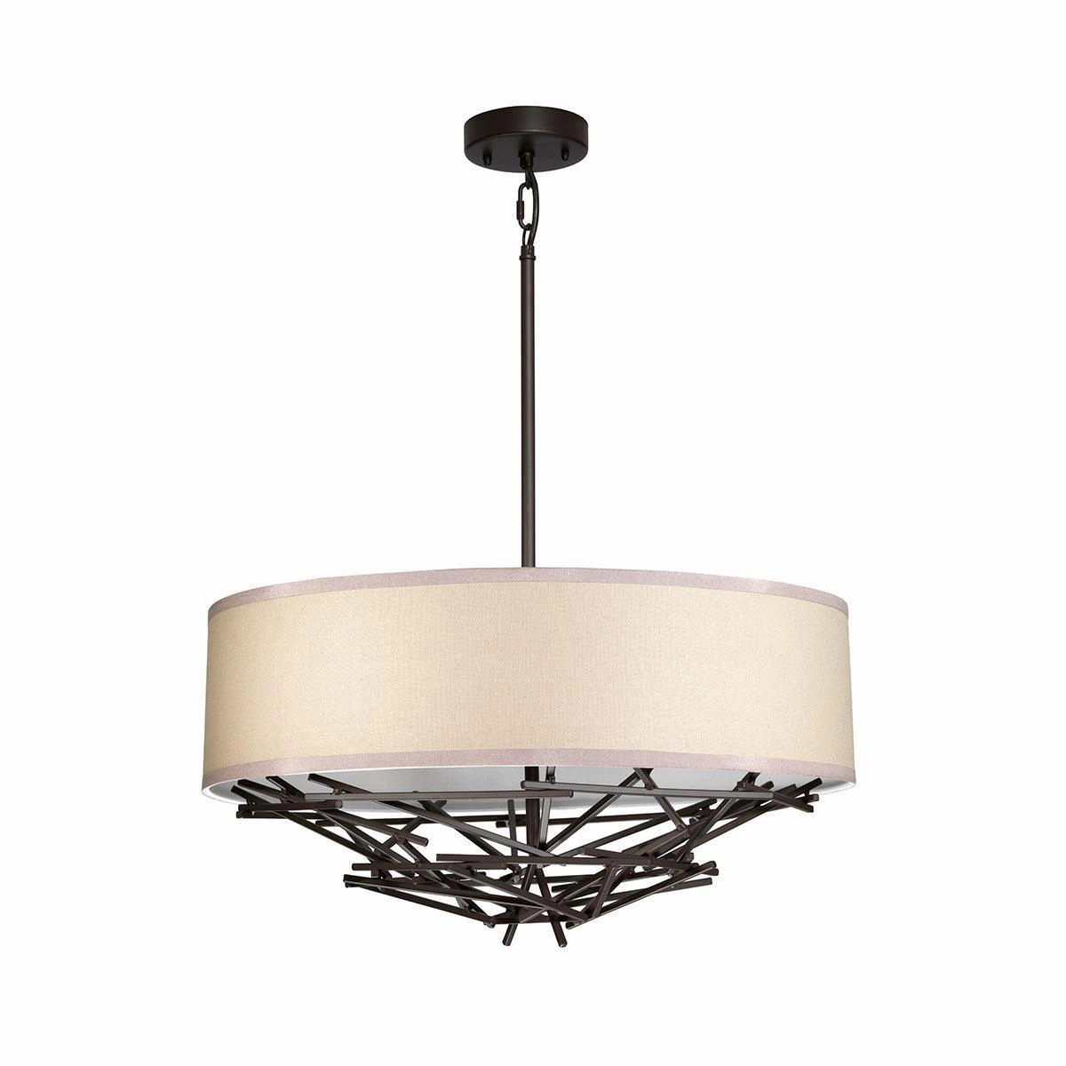 Elstead Taiko 4 Light Bronze Ceiling Pendant - Cream Shade