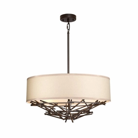 Elstead Taiko 4 Light Bronze Ceiling Pendant - Cream Shade modern ceiling lamp