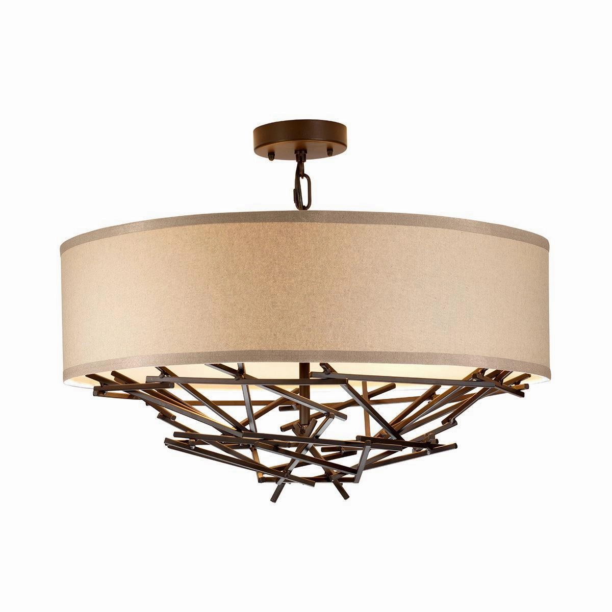 Elstead Taiko 4 Light Bronze Ceiling Pendant - Cream Shade