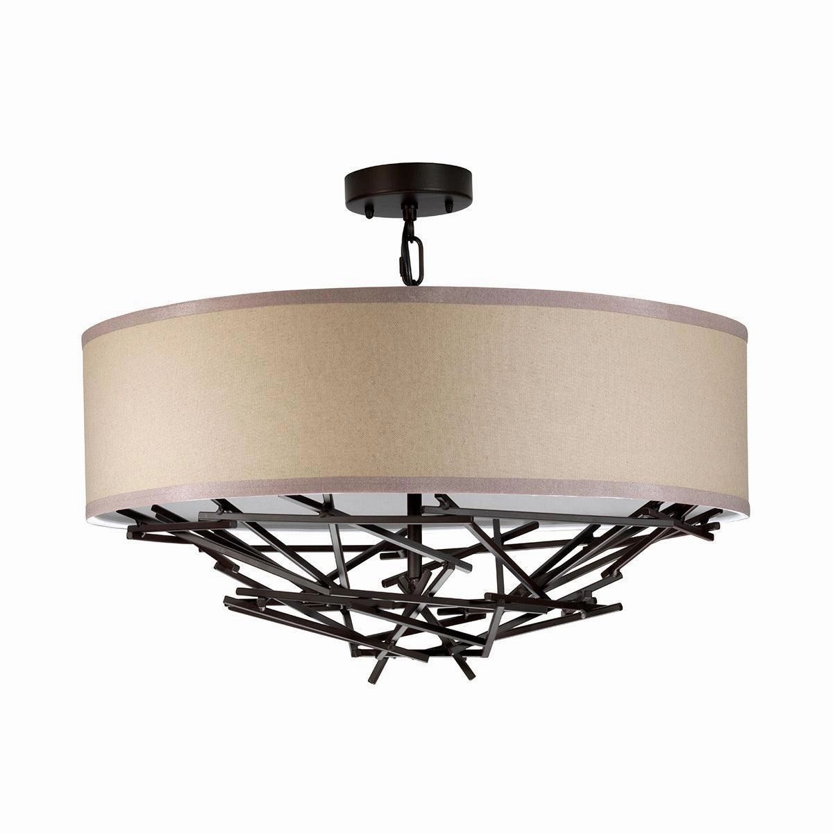 Elstead Taiko 4 Light Bronze Ceiling Pendant - Cream Shade